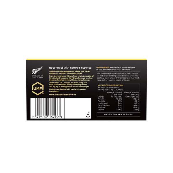 UMF 12+/MGO 354+ Mānuka Honey with Lemon Lozenges
